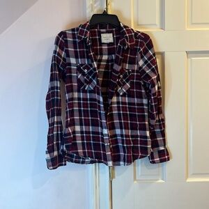 Red plaid button down shirt